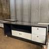 Modern Black & White TV Stand with Storage Drawers thumb 0