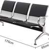 Durable 3-Seat Black Metal Bench with Padded Seats thumb 5