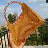Handmade Gold Beaded Handbag with Multicolor Handle thumb 2