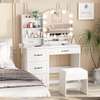 Modern Makeup Vanity Desk with Light and Stool thumb 5