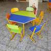 Colorful Kids Table Set Hexagonal 6 Chairs Foldable thumb 0
