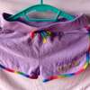 Kids Purple Shorts with Rainbow Trim Soft Comfort thumb 2