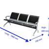 Durable 3-Seat Black Metal Bench with Padded Seats thumb 7