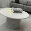 Modern White Side Tables Set of 2 with Ribbed Bases thumb 2