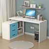 Stylish Modern Desk Light Wood White Open Shelving thumb 2