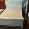 White Wooden Twin Bed Frame with Panel Design thumb 1
