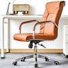 Brown Leather Quality Ergonomic Office Seat thumb 0
