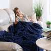 Cozy Black Plush Throw Blanket Ribbed Pattern thumb 3
