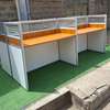 4-Person Office Cubicle Workstation Silver Wood thumb 1