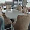 Elegant 6-Seat White Oval Dining Table Set thumb 4