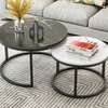 Pair Marble Nesting Coffee Tables thumb 0