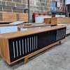 Modern Wood TV Stand Black Doors with Storage thumb 1