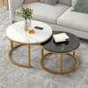 Marble Top Metal Frame Round Coffee Table thumb 1