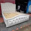 Elegant Upholstered Bed Frame Beige Button-Tufted thumb 4