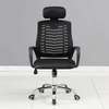 Office Seat: Black Ergonomic Mesh Swivel Chair With Headrest thumb 0
