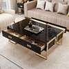 Modern Coffee & TV Table Set White Gold Frame thumb 8