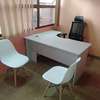 Modern L-Shaped Ergonomic Office Desk White Black Trim thumb 3
