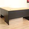 Modern L-Shaped Ergonomic Office Desk White Black Trim thumb 6