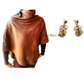 Womens Brown Cotton poncho with golden earrings