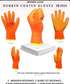 Orange latex rubber coated gloves, cut resistance.