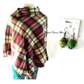 Womens Multicolor cotton poncho with green earrings