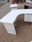 L shape white luxury office table