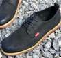 Levi Casual Mens Leather Laced Shoes Black Gum Sole Shoes