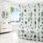 Green and white shower curtain