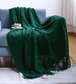 Jungle green knitted throw blanket