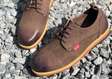 Levi Casual Mens Leather Laced Coffee Brown Gum Sole Shoes