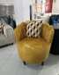 1 seater mustard yellow piping design sofa