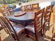 8 Seater Mahogany Framed Dining Table + 10 Chairs