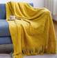 mustard knitted throw blanket