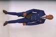 A Tailor Made Navy Blue with Golden Pinstripes Suit