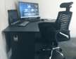 Lshaped office desk plus high back recliner headrest chair