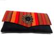 Womens Black Jute Maasai Clutch
