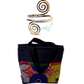 Womens Multicolor Denim handbag and armlet