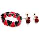 Womens Red Crystal Bracelet with earrings