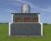 A pit latrine block (Flat roof).