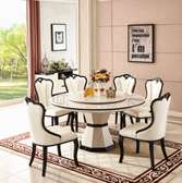 Dining Table; 6- Seater Turnable Marble Dinning Table