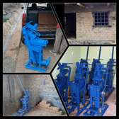 Manual Brick Press Durable Steel Frame Blue