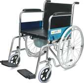 Foldable Commode Wheelchair, U-Cut Commode Cushioned Seat
