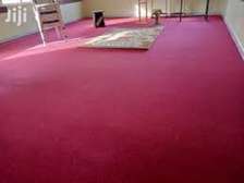 Maroon wall to wall carpet