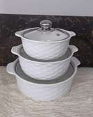 3pcs set Ceramic Casserole serving dishes  with glass cover