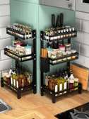 3 tier multi functional spice storage rack with cutlery,