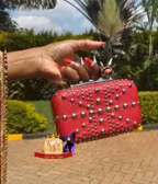 Maroon Studded Clutch Bag From UK