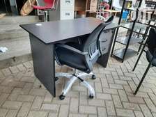 Grey office desk and chair