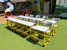 School Desk & Chair Set 10pcs Yellow Metal Frame