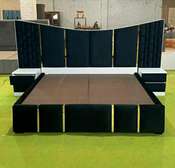 Dark green 6*6 upholstered bed/Bedside drawers Kenya
