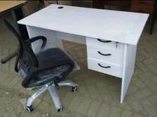 White work desk plus a height adjustable chair